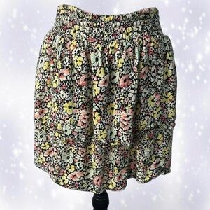 Y2K 90s Girl Floral Print Skirt with Elastic Waistband